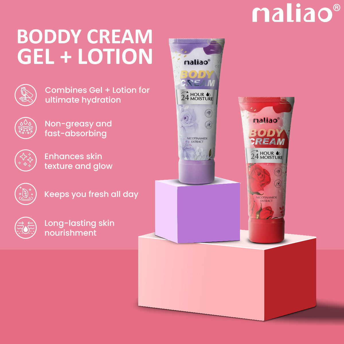 Maliao Body Cream Gel + Lotion – 24-Hour Moisture